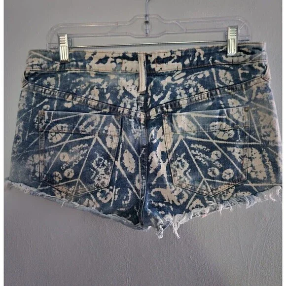 Free People 29 Bleach Wash Distressed Red Stripe Pocket Cutoff Denim Sexy Shorts - Picture 3 of 6